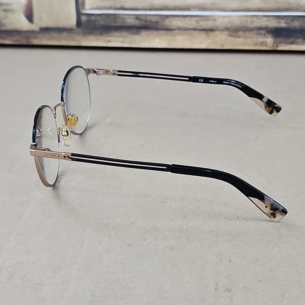 Furla VFU617K Round Eyeglasses Gold Black 50-19-140 Col.08MZ Frames